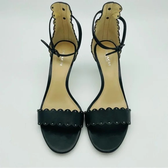 Coach Leather Monica Black Kitten Heel Sandal, Sz 7 - Picture 2 of 14